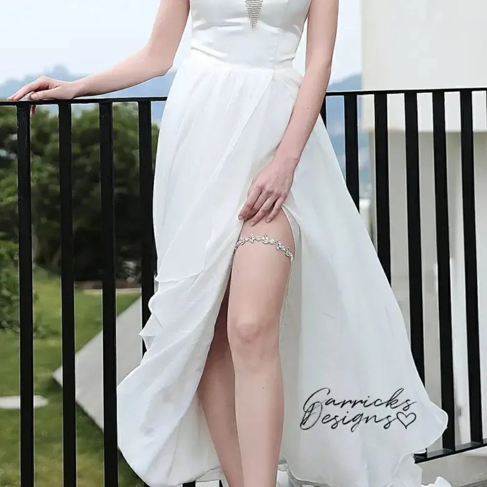 Dainty Rhinestone Wedding Garter Belt For The Bride - Picture 2 of 8